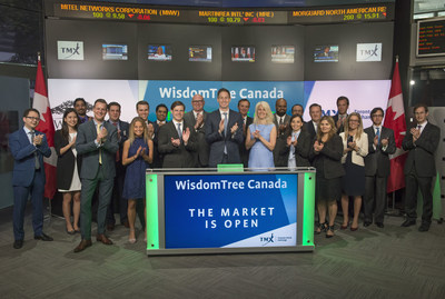 Kurt MacAlpine, Executive Vice President, Head of Global Distribution, WisdomTree Asset Management, joined Dani Lipkin, Head, Business Development, Exchange Traded Funds, Closed-End Funds, and Structured Notes, TMX Group, to open the market to launch two new Exchange Traded Funds (ETFs): WisdomTree Yield Enhanced Canada Short-Term Aggregate Bond Index ETF (CAGS); and WisdomTree Yield Enhanced Canada Aggregate Bond Index ETF (CAGG). Headquartered in New York, WisdomTree Investments through its subsidiaries in the U.S., Canada, Europe and Japan, is an exchange-traded fund and exchange-traded product sponsor and asset manager. CAGS; and CAGG; commenced trading on Toronto Stock Exchange on June 26, 2017. (CNW Group/TMX Group Limited)