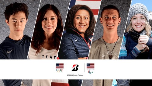 (L to R) U.S. Olympic and Paralympic hopefuls Nathan Chen, Ashley Wagner, Elana Meyers Taylor, Evan Strong and Amy Purdy join Team Bridgestone on the Road to PyeongChang.