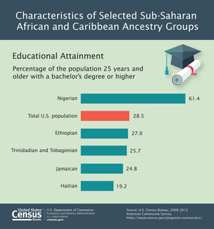 Census Bureau: Selected Sub-Saharan African and Caribbean Ancestry Groups Making Their Mark: Nigerians Outpace U.S. Educational and Occupational Levels