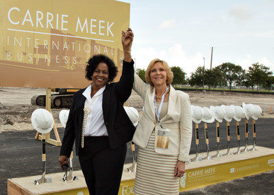 Lucia Davis Raiford (left) pictured with Jennifer Bales Drake of Becker & Poliakoff at the groundbreaking of the Carrie Meek International Park in Miami on June 29, 2017.