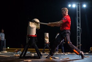 Stirling Hart wins the STIHL TIMBERSPORTS Canadian Champions Trophy in Charlottetown on Canada Day