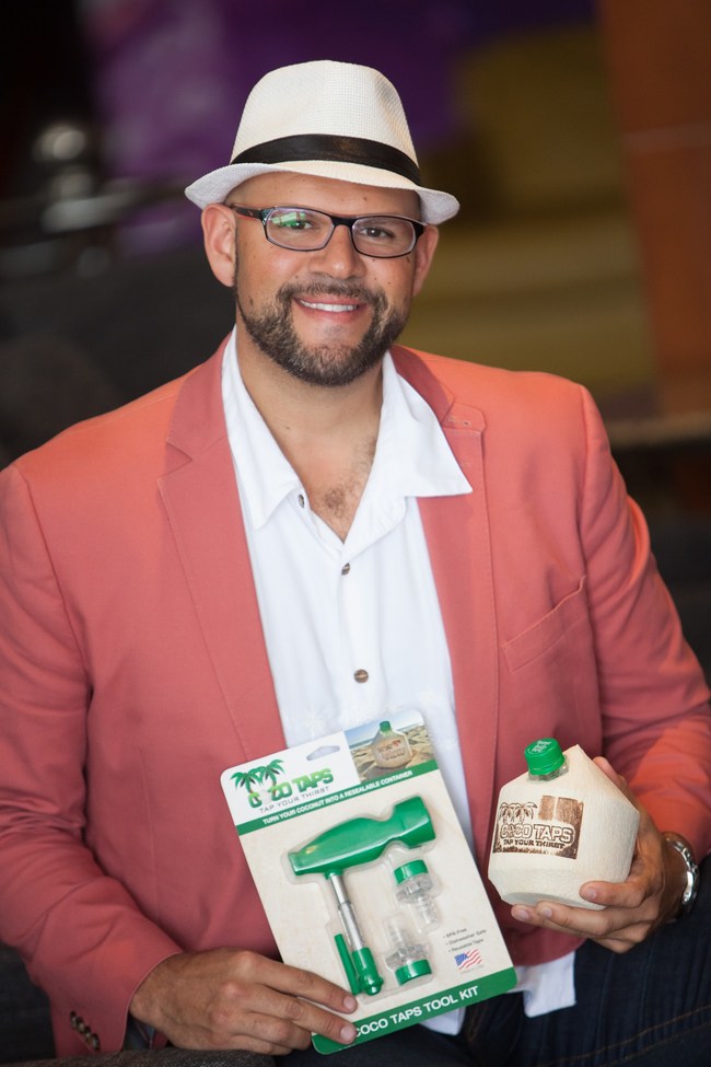 Chief Coconut-in-Charge "Coco Vinny" invented a beverage system that makes drinking coconut water both good for the planet and good for people. By using a reusable tap on the coconut, it makes the coconut a waste-free and compostable container that reduces manufacturing and packaging processes. Coconut water fans can drink from the coconut directly instead of boxes, cans or bottles of water.