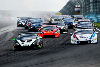 Hindman and Agostini lead the field into Turn 1 at Watkins Glen International for the second round of competition at the Sahlen's Six Hours of the Glen weekend in conjunction with the WeatherTech Sports Car Championship.