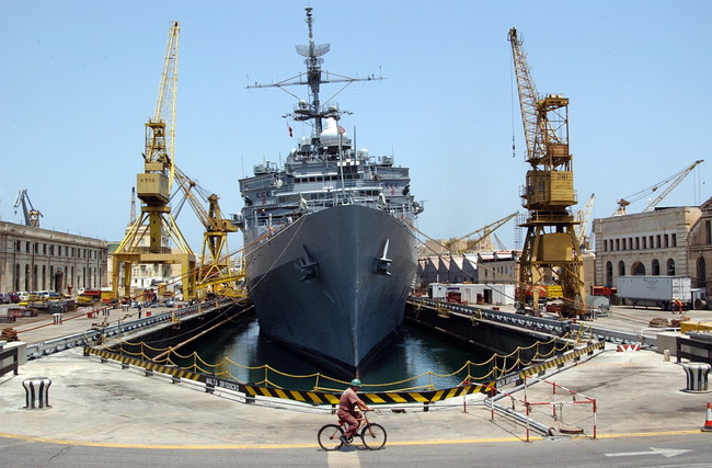 Navy Ship at Shipyard