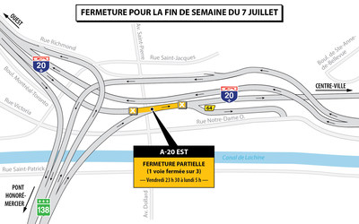 Projet Turcot à Montréal - Entraves sur le réseau autoroutier durant la fin de semaine du 7 juillet 2017
