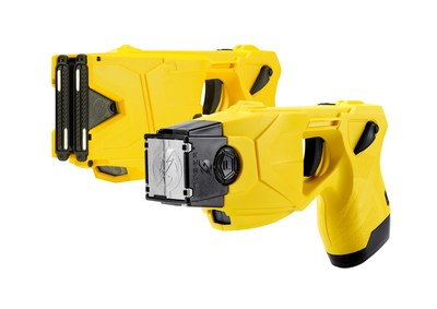 TASER(R) X2(TM) (top) and TASER X26P(TM)(below) Smart Weapons. The use of TASER weapons has saved more than 184,000 lives from potential death or serious injury. Photo courtesy of Axon, Scottsdale, AZ.