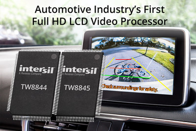Intersil's highly integrated TW8844 instantly displays rearview camera live video. It is the industry’s first full high definition LCD video processor, and provides the reliability automakers require to ensure their rearview camera systems are compliant with the U.S. Federal Motor Vehicle Safety Standard (FMVSS-111) for preventing injury or death caused by backover accidents.