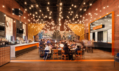 Umami Burger at Hudson Hotel continues the brand legacy of carefully crafted interior and exterior design.