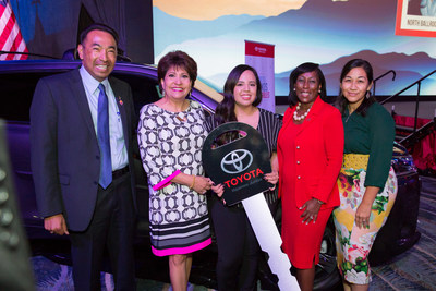 Jose R. Rodriguez, President & CEO of El Concilio; Janet Murguía, President and CEO of the National Council of La Raza; Vanessa Hernandez, Case Manager for Latino Behavioral Health of El Concilio and winner of the Toyota Highlander Hybrid; Adrienne Trimble, General Manager, Diversity & Inclusion, Toyota Motor North America; Adriana Holguin, External Engagement Analyst, Business Alignment, Toyota Motor North America
