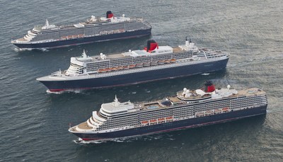 Cunard's three Queens - Queen Mary 2, Queen Victoria and Queen Elizabeth.
