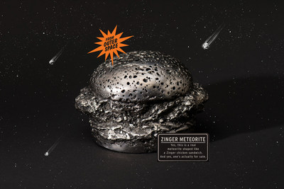 Yes, this is a real meteorite shaped like a Zinger chicken sandwich. And yes, one’s actually for sale.