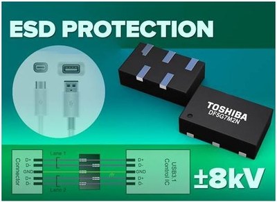 Toshiba's new multi-bit, low-capacitance ESD protection diodes are designed for high-speed interfaces in mobile devices.