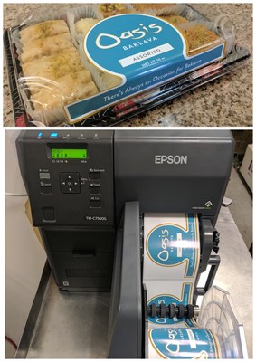 Boutique restaurant Dishdash’s baklava labels printed on Epson ColorWorks C7500GE on-demand inkjet label printer
