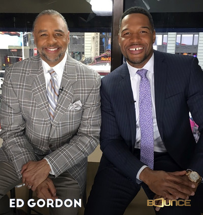 Super Bowl champion-turned broadcaster Michael Strahan (R) discusses his life, the challenges of becoming famous and gossip-page fare and more with Ed Gordon (L) in a star-studded Ed Gordon celebrity special world premiering Mon. July 17 at 10:00 pm ET on Bounce.
