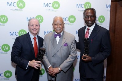 From left: Anthony Dalessio (Long Island Managing Partner, KPMG LLP); Mayor David Dinkins (106th Mayor of New York City); and Dr. Emil Kikwilu (Professor and Former Dean, MUHAS Dental School, Tanzania).