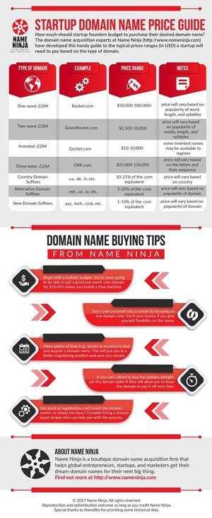 Name Ninja Publishes Domain Name Price Guide to Help Startup Founders Budget Correctly