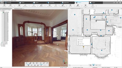 FARO SCENE 7.0 – Mapa de perspectiva con datos de escáner láser de un edificio