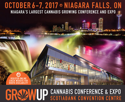 Canada's premiere cannabis industry show is coming to the Scotiabank Convention Centre in Niagara Falls October 6-7, 2017. Grow Up Conference and Expo will bring together growing industry leaders and exhibits from licensed producers, suppliers, equipment manufacturers, investors, lawyers, government officials, legal retail owners and growing enthusiasts for 2 days of networking and intensive sessions from experts from both sides of the border. The 19+ event is open to the public. (CNW Group/Grow Up Conference and Expo)