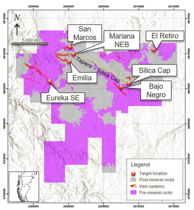 Figure 2: Plan Map of the Cerro Negro project and selected target locations. (CNW Group/Goldcorp Inc.)
