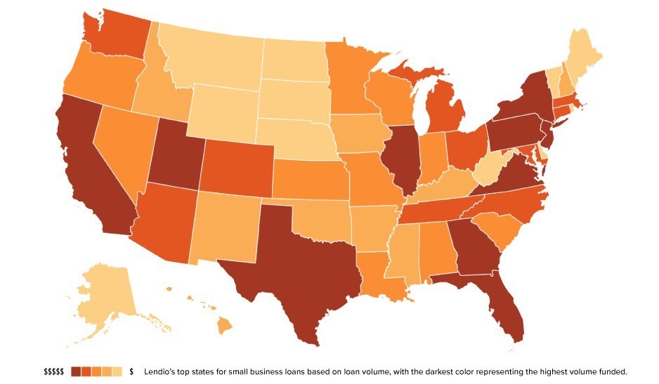 Lendio's top states for small business loans