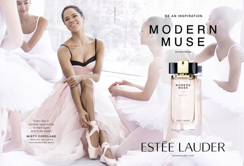 Estée Lauder introduces Misty Copeland, principal ballerina at American Ballet Theatre, as the new global spokesmodel for the Modern Muse fragrance campaign. Photo credit: Pamela Hanson.