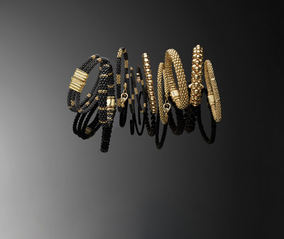 NEW LAGOS 18K Gold and Black Ceramic Caviar Bracelets