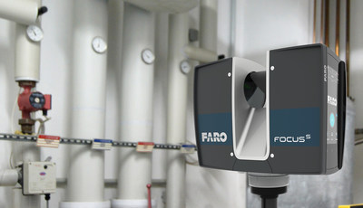 The FARO Focus S 70 Laser Scanner is positioned to scan a mechanical room.
