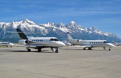 Private Jets on the ramp at Jackson Hole Airport. Photo: New Flight Charters