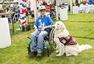 Delicato Family Vineyards and Make-A-Wish® Greater Bay Area announced a $133,418.00 donation to send 13 children with a life-threatening medical condition on their dream vacations. Delicato and Make-A-Wish executives presented the trips to the families in Half Moon Bay, Calif. on Thursday, July 27th during a celebration dedicated to the children and their families. Kaleo, Make A Wish grantee, and his service dog.