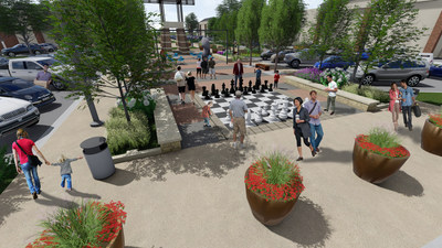 A life-size chessboard will be one of the features in the enhanced central courtyard area of Geneva Commons.