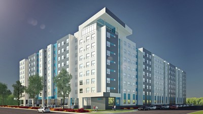 SkyVue an pedestrian to campus housing community in Lansing, Mich., will celebrate its grand opening on August 10, 2017.