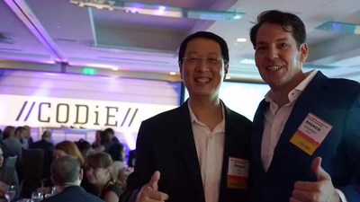 ALO7 executives Dr. Pengkai Pan and Andrew Shewbart at the CODiE awards in San Francisco ALO7 executives Dr. Pengkai Pan and Andrew Shewbart at the CODiE awards in San Francisco