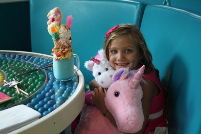 6 year old Imaginormous Winner, Giselle Decker, enjoying her unicorns at Dylan's Candy Bar