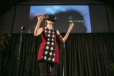 The $10,000 grant winner of last year's USC Body Computing Competition, Carrie Shaw of Embodied Labs presents her team's winning Virtual Reality app.