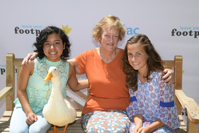 2017 Duckprints Award honorees, Jasmin Castro, Anita Williamson and Faith DeBrum, with the Aflac Duck at Cottage Children's Medical Center in Santa Barbara on Thursday, Aug. 10.