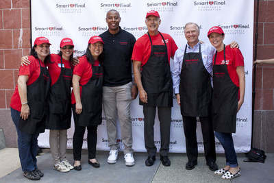 NBA All-Star Caron Butler (fourth from left), Smart & Final CEO Dave Hirz (third from right) and representatives from the Smart & Final Charitable Foundation attend the Summer Ice Cream Social at Children’s Hospital Los Angeles on Thursday, August 10. The event was organized by the Smart & Final Charitable Foundation.