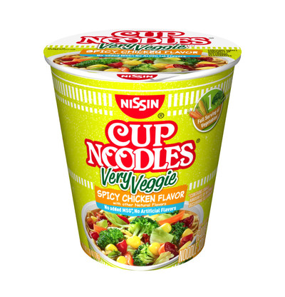 The new Cup Noodles Very Veggie is available in three flavors - Chicken, Spicy Chicken and Beef.