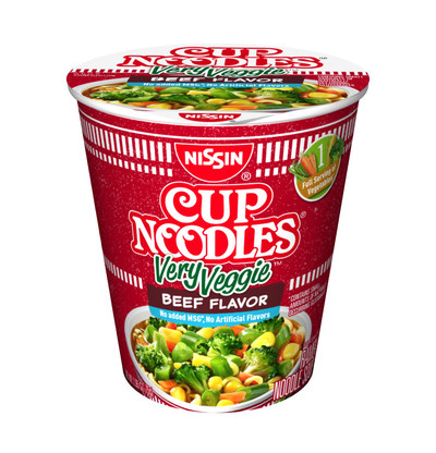 The new Cup Noodles Very Veggie is available in three flavors - Chicken, Spicy Chicken and Beef.