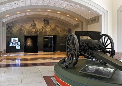 The First Division Museum at Cantigny Park's remodeled lobby leads to the new Duty First gallery where visitors learn about the missions carried out by today's 1st Infantry Division soldiers. Inside the gallery, interactive exhibits place visitors in realistic combat scenarios encountered by our military. The Museum reopens to the public on Saturday, August 26, 2017, after a 10-month transformational update.