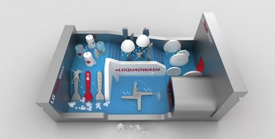 LG created a LG QuadWash Water Park in New York City. The Water Park is modeled after the LG QuadWash that has four spraying arms instead of the traditional two spraying arms. Celebrities will race through the Water Park on August 19.