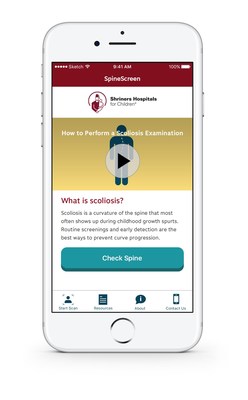 SpineScreen app developed by the orthopaedic specialists at Shriners Hospitals for Children®