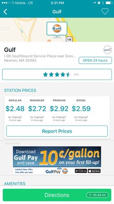 Verified Gulf station with Gulf Pay list advertisement.