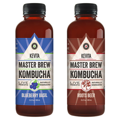 KeVita adds Blueberry Basil and Roots Beer to its Master Brew Kombucha line.