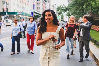 Hannah Bronfman sips Roots Beer, KeVita's new Master Brew Kombucha flavor. (Photo Credit: Mel D. Cole for KeVita)