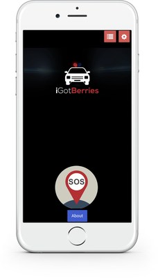 iGotBerries App Homescreen. Hit the SOS Button if pulled-over by the police.