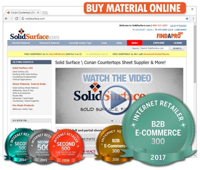 Award winning SolidSurface.com offers overstock and premium material to contractors and the public online