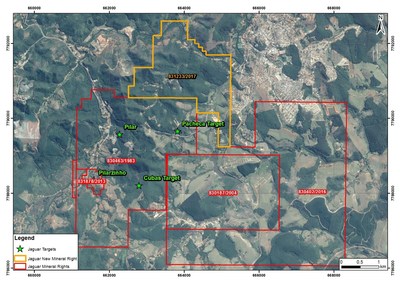 Figure #2 - The recently acquired Mineral Exploration License increases the total registered area of the Pilar Mine License area by 15% (436.62 hectares). (CNW Group/Jaguar Mining Inc.)