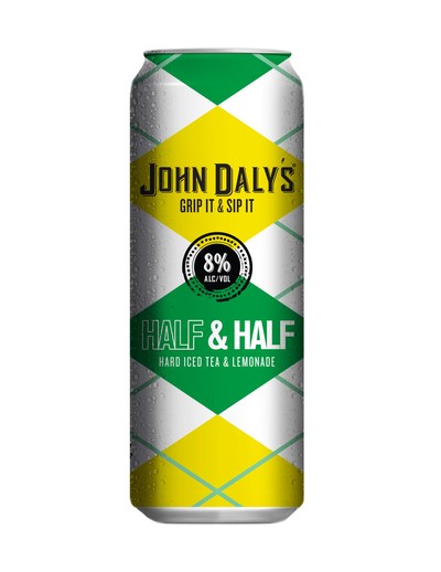 John Daly's New Grip it and Sip it Half & Half is in stores now nationwide. This is one of two flavors rolled out recently as part of the PGA Legend's partnership with Phusion Projects. The classic cocktail bearing John Daly's name comes in ready-to-drink 16 oz. cans and is made of alcohol, real black tea and lemonade.