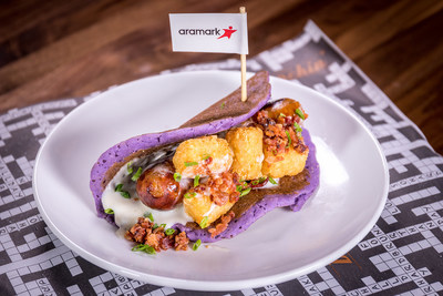 The Purple Grip, from U.S. Bank Stadium, in just one of the many new items Aramark is introducing at the ten stadiums it serves, for the start of the NFL season.
