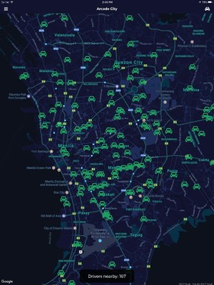 Riders can view profiles and contact their choice of 167 drivers across Manila, all activated in the last 24 hours
